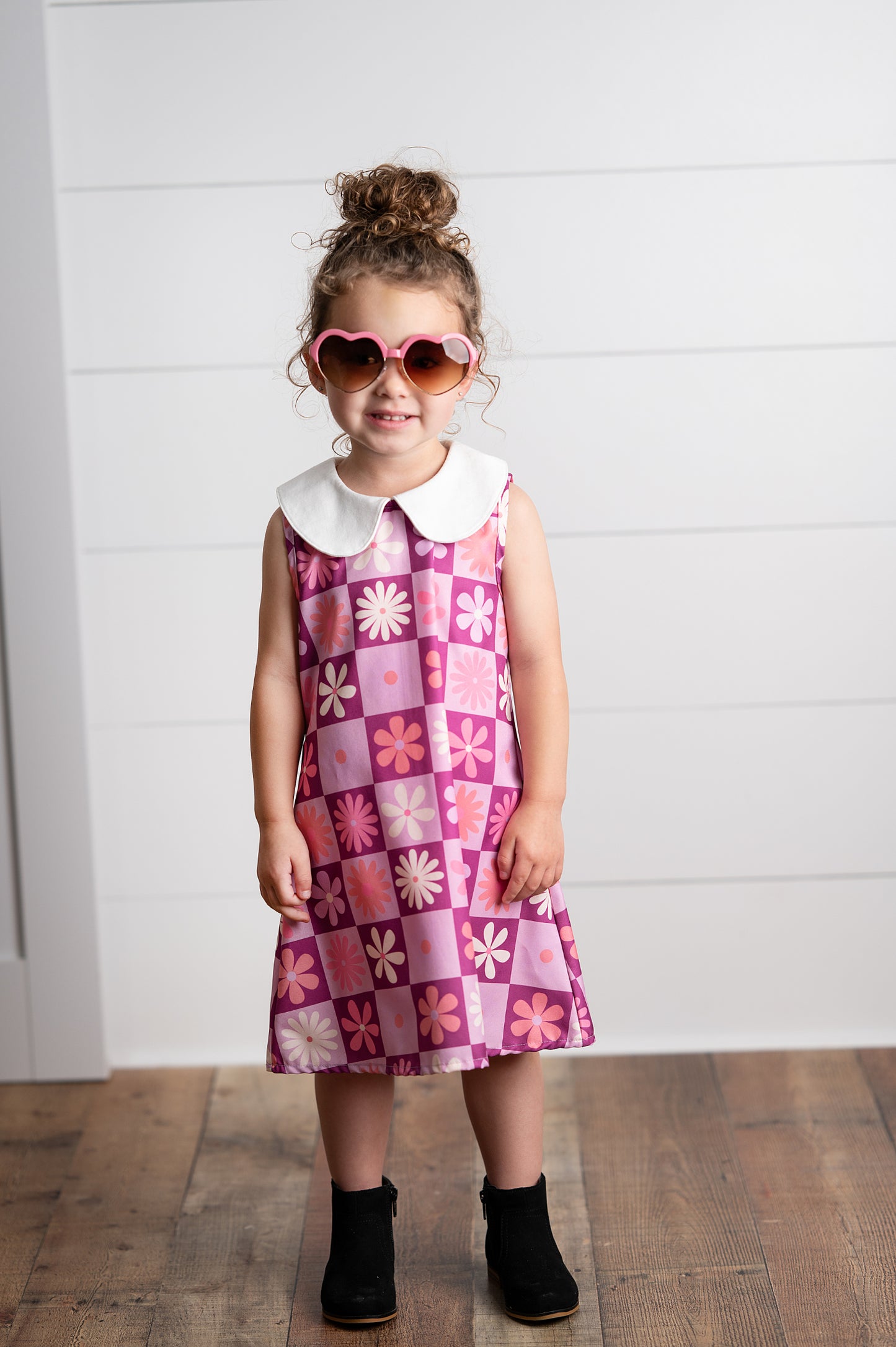 Purple Retro Floral Dress