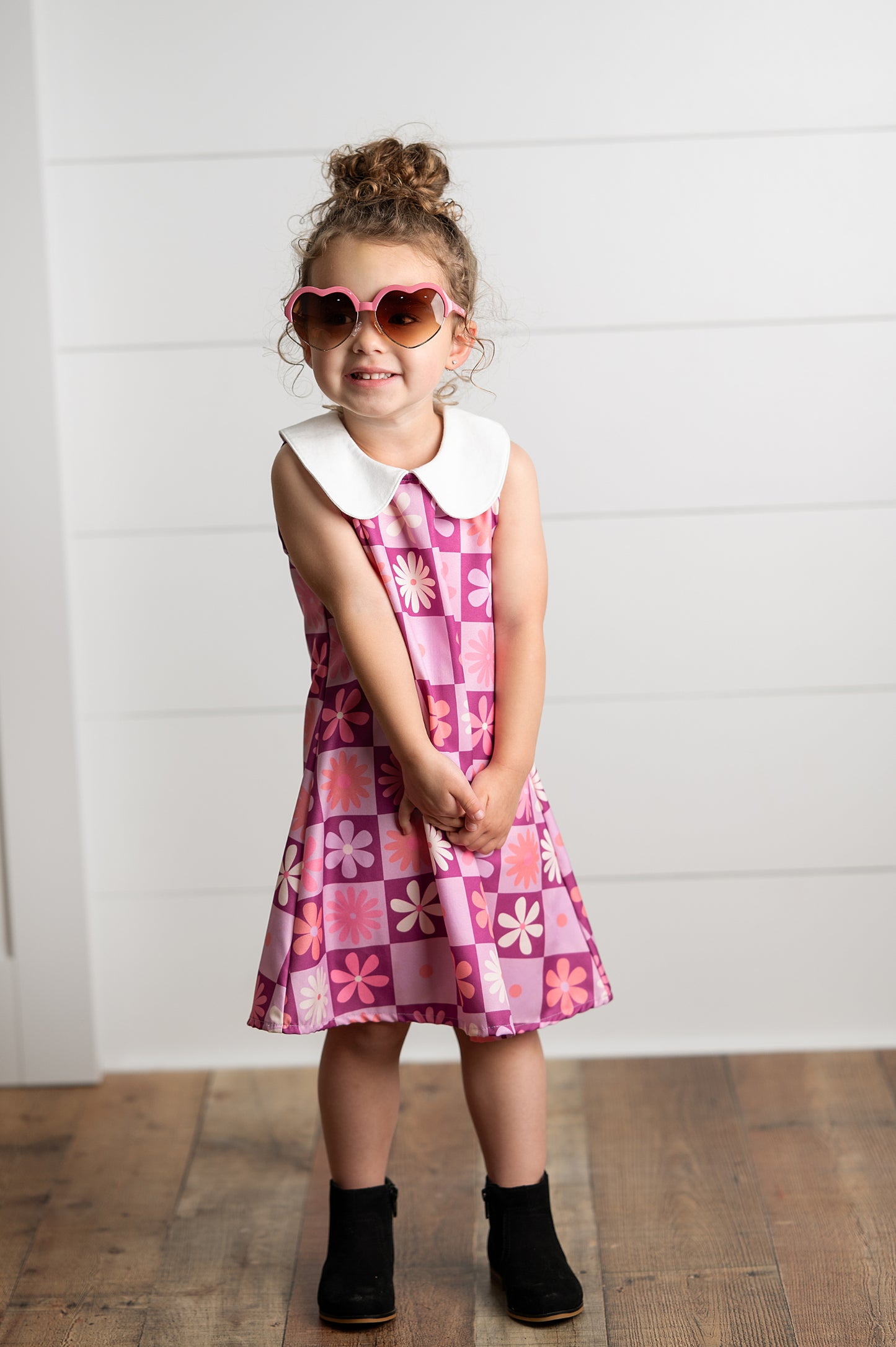 Purple Retro Floral Dress