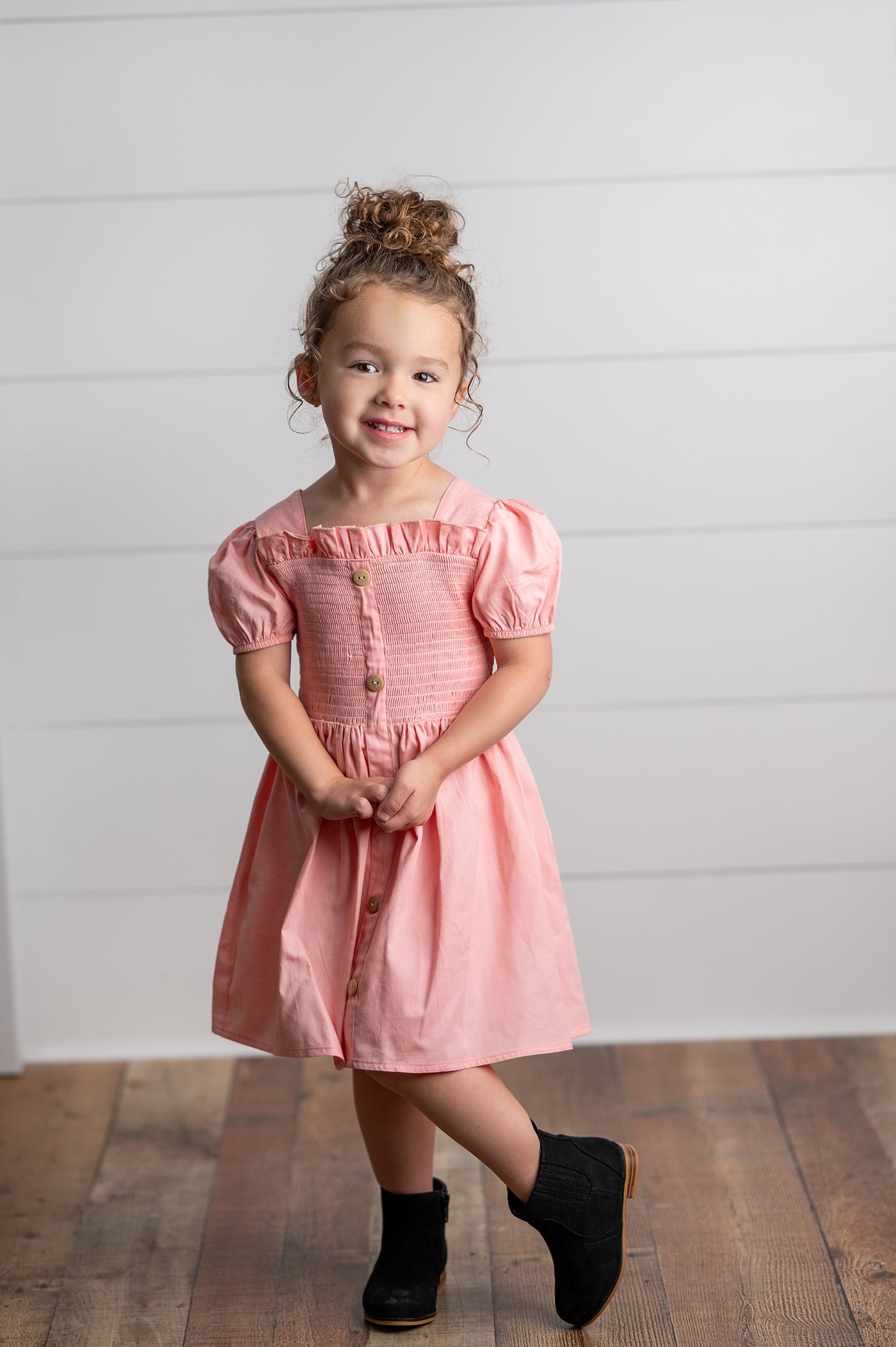 Pink Shirred Dress