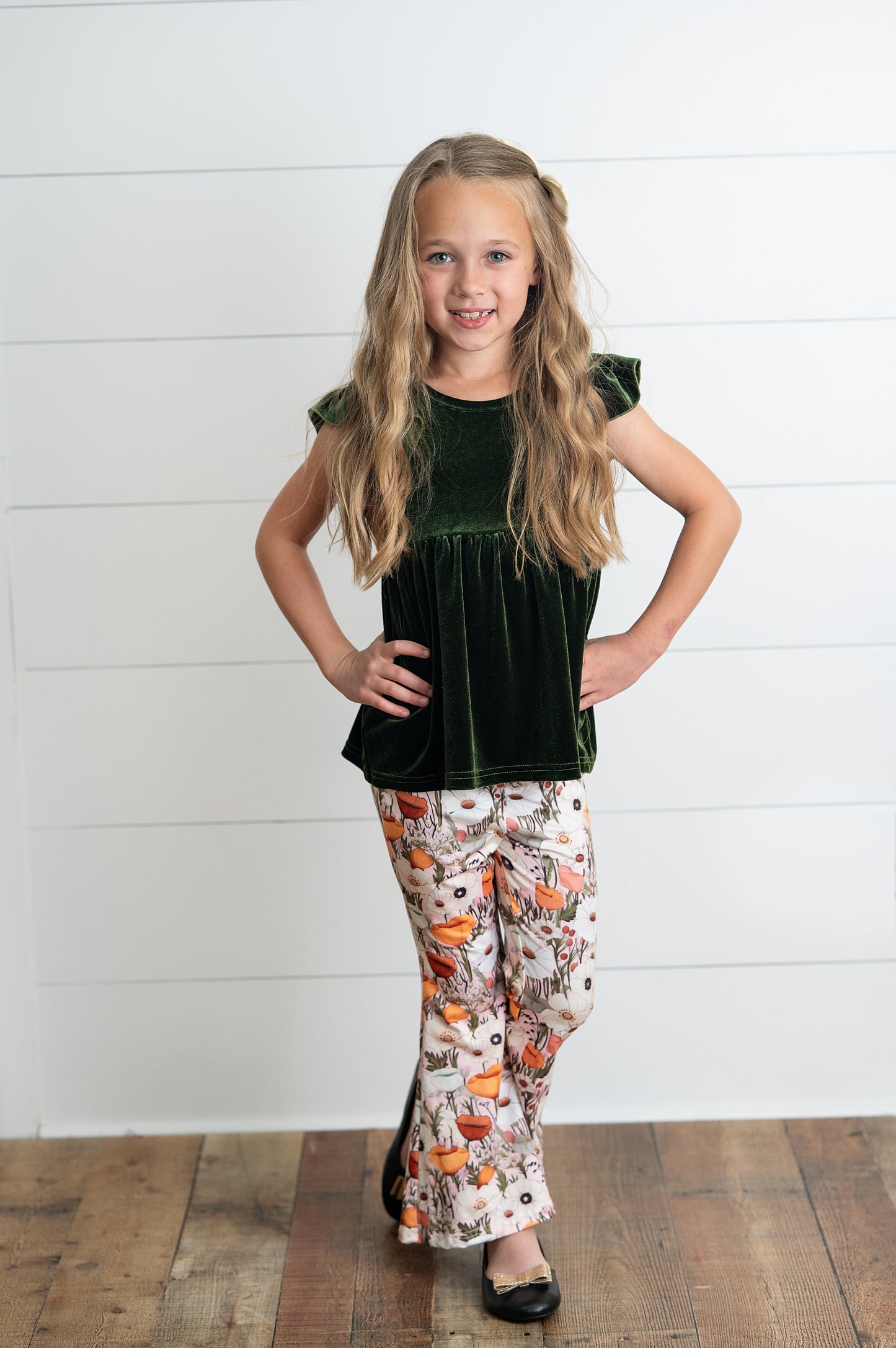 Olive Green Bell Bottom Pant Set