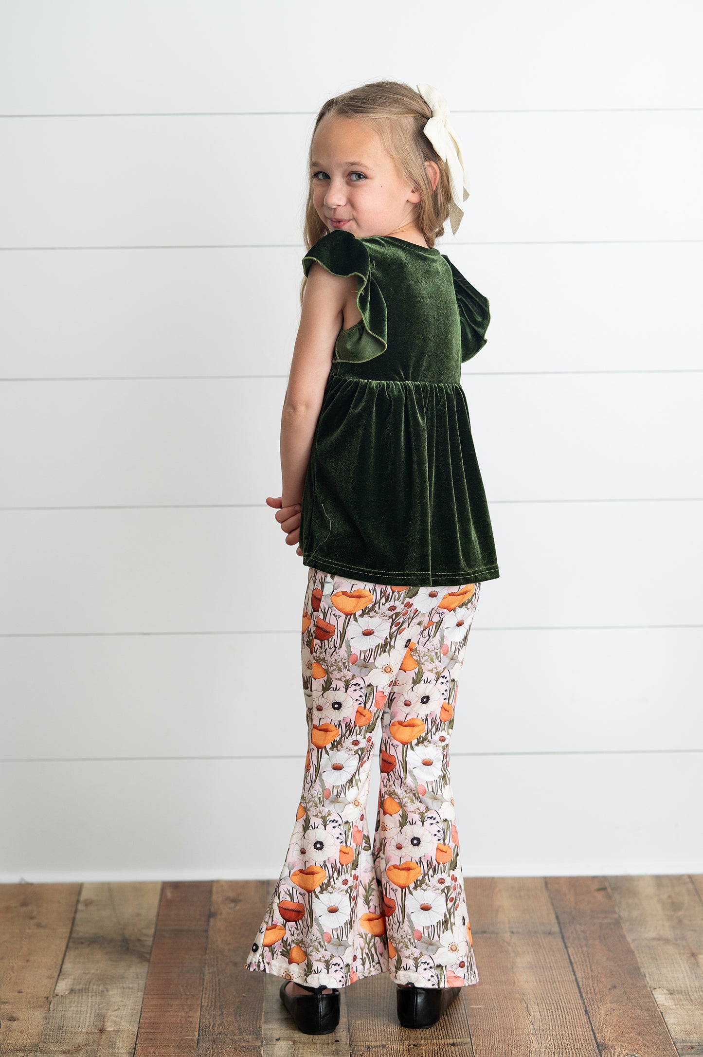 Olive Green Bell Bottom Pant Set