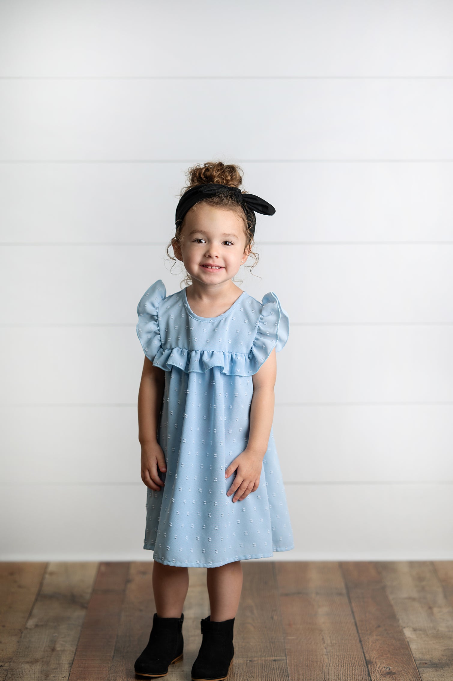 blue swiss dot dress Blue Ruffle Bib Swiss Dot Dress