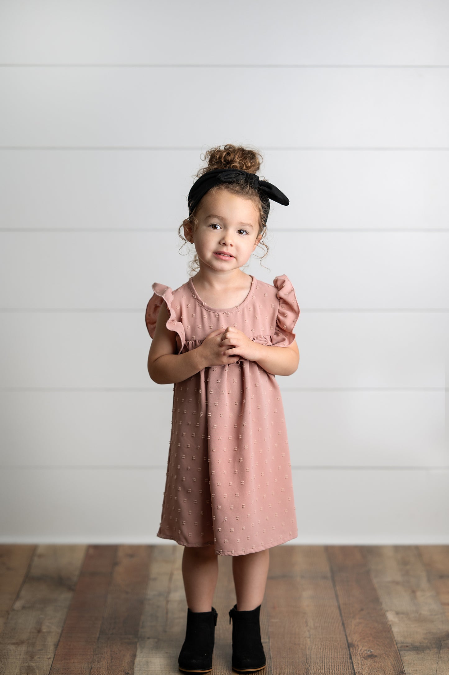 Blush Ruffle Bib Swiss Dot Dress