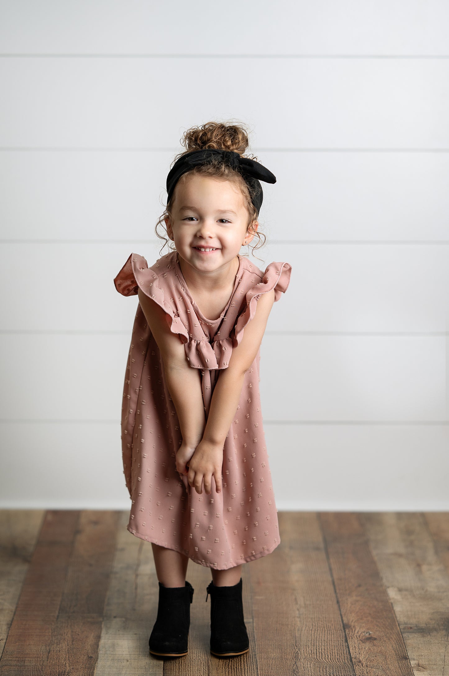 Blush Ruffle Bib Swiss Dot Dress
