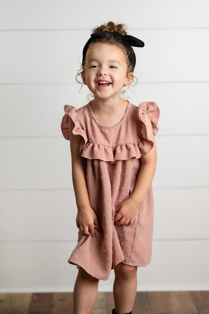 Blush Ruffle Bib Swiss Dot Dress