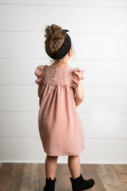 Blush Ruffle Bib Swiss Dot Dress