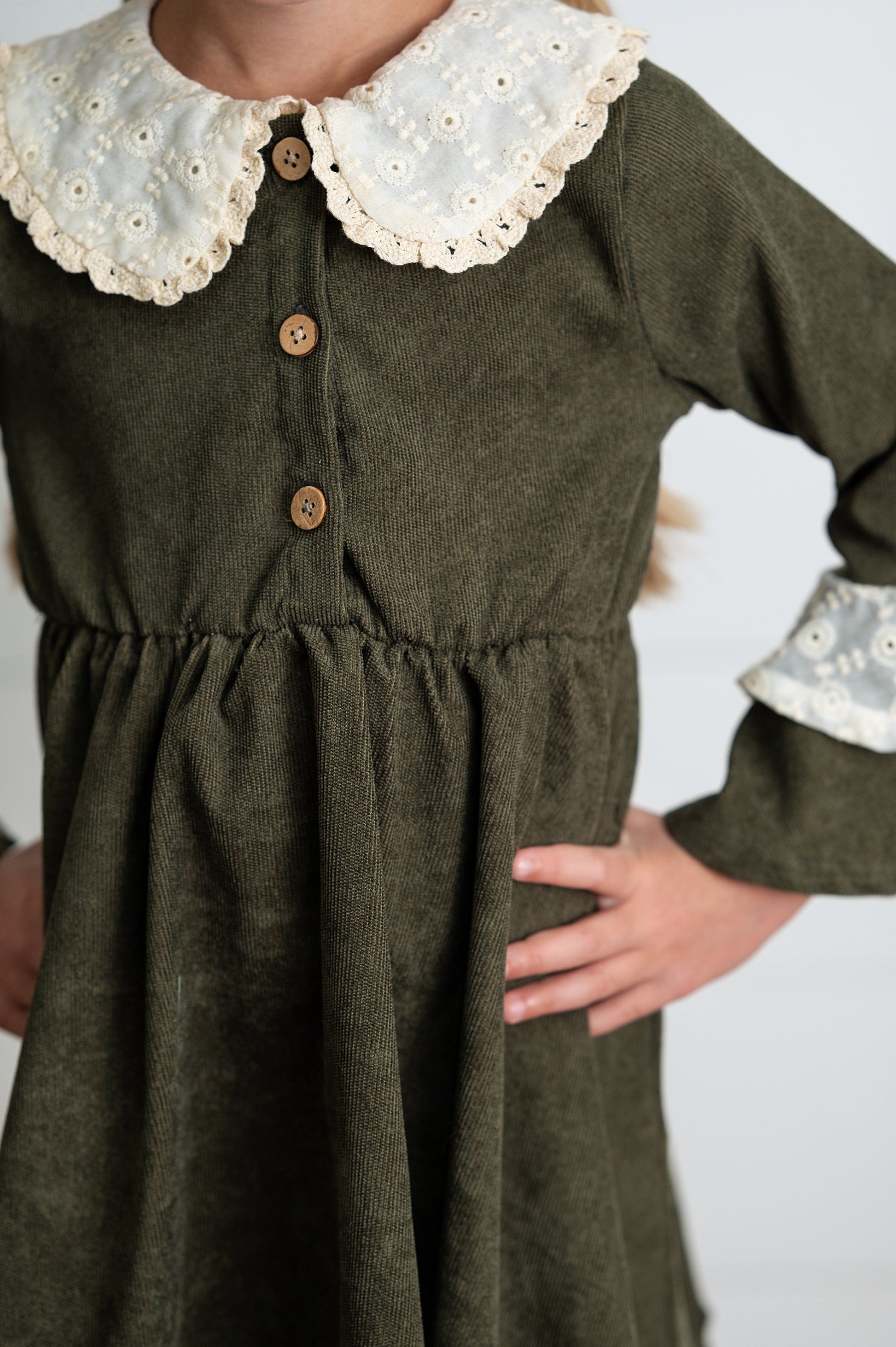 Green Corduroy Dress Wren and James Green Corduroy Dress Wren and James
