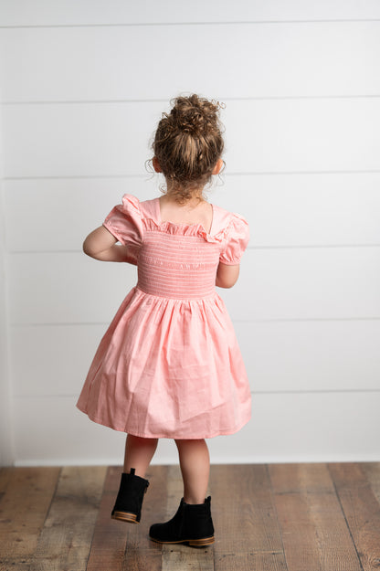 Pink Shirred Dress