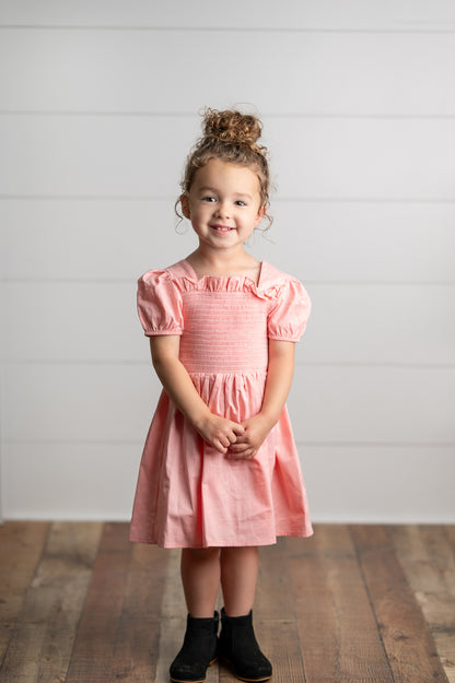 Pink Shirred Dress