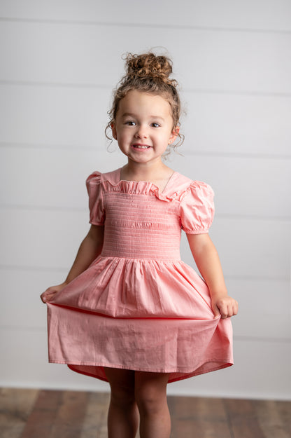 Pink Shirred Dress