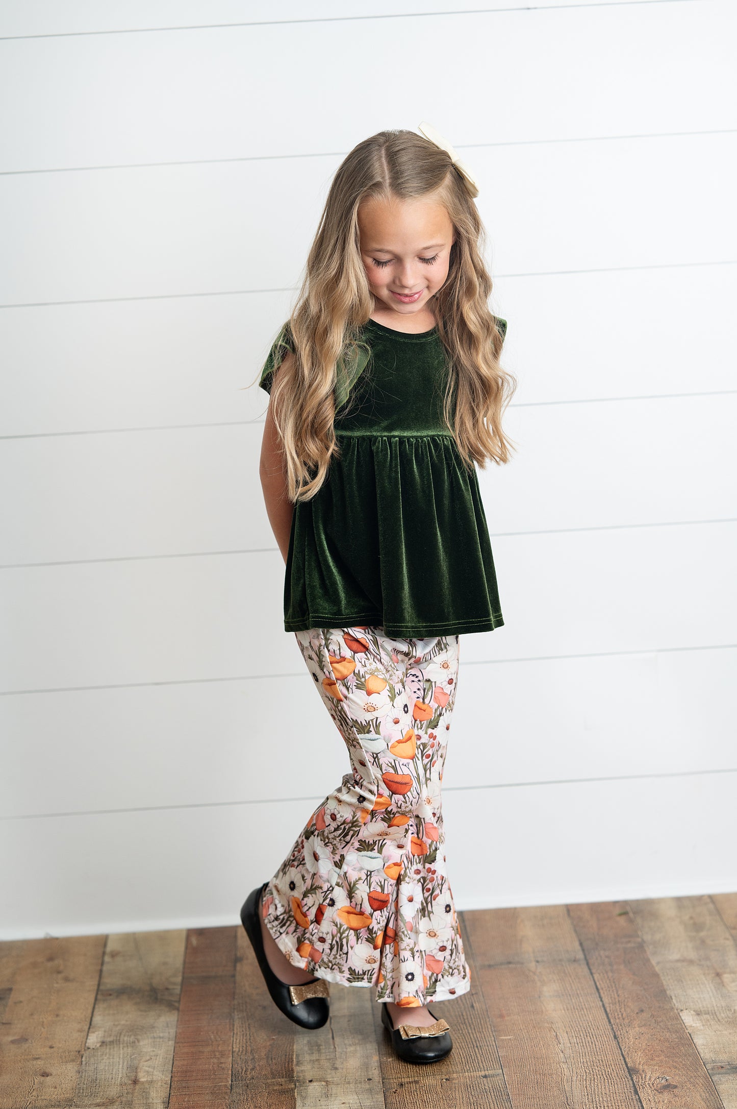 Olive Green Bell Bottom Pant Set