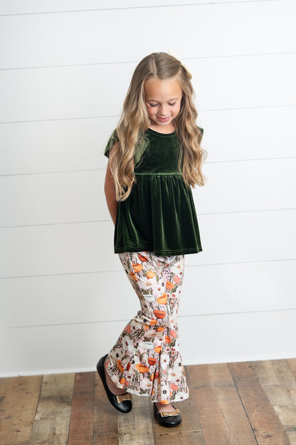 Olive Green Bell Bottom Pant Set