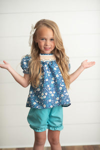 Smocked Teal Set