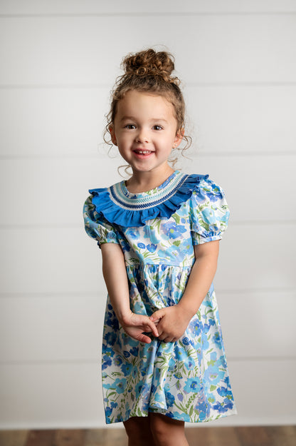 Teal Blue Smocked Dress