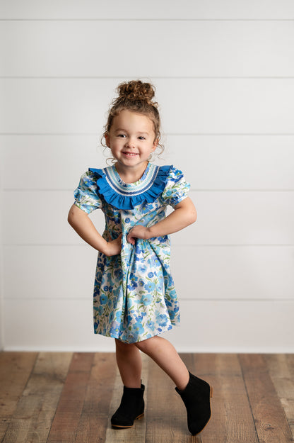 Teal Blue Smocked Dress