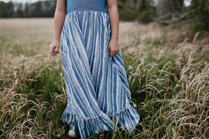 Denim Blue Stripe Maxi Dress