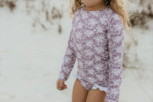 Load image into Gallery viewer, Violet Rash Guard Swimsuit Set
