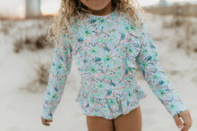 Load image into Gallery viewer, Mint Rash Guard Swimsuit Set
