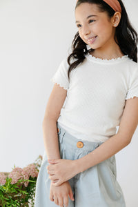 Lucy Top in Pointelle White